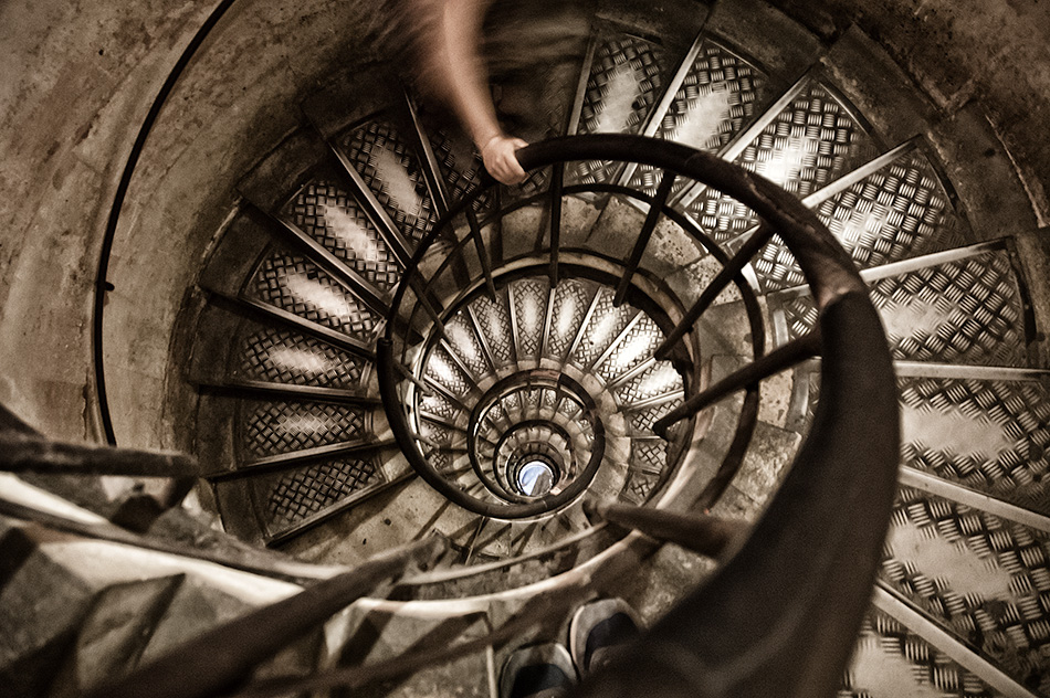 Climbing the stairs of the arc de Triomphe